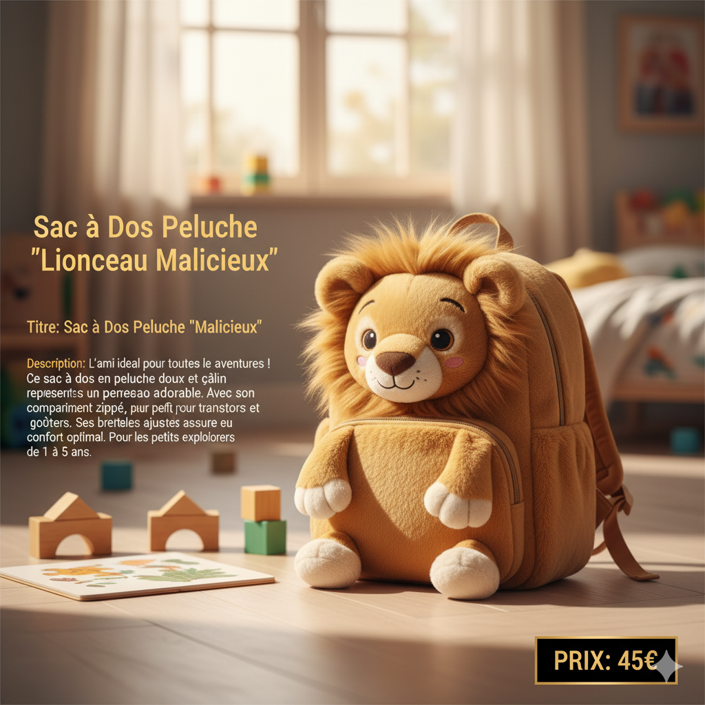 Sac à Dos Peluche "Lionceau Malicieux"